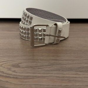 Stylish White Studded Belt